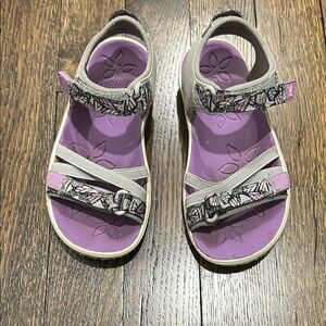 Little Girl Keen Sandals with Purple and Gray Straps